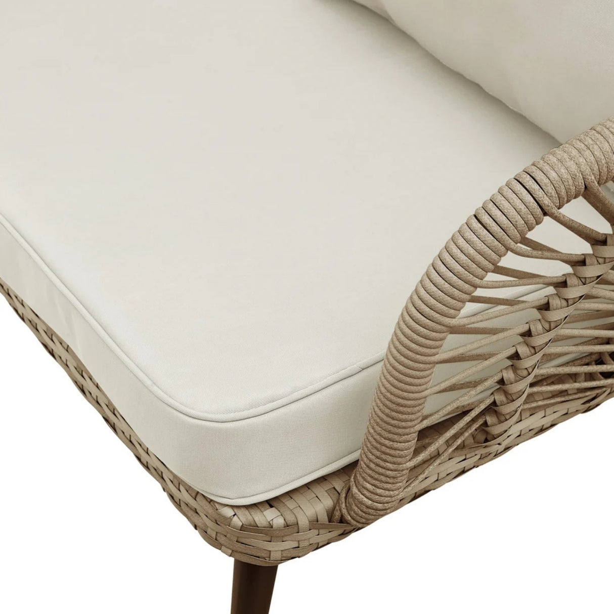 Outdoor Rope Conversation Patio Sofa Set (Beige/Cream)