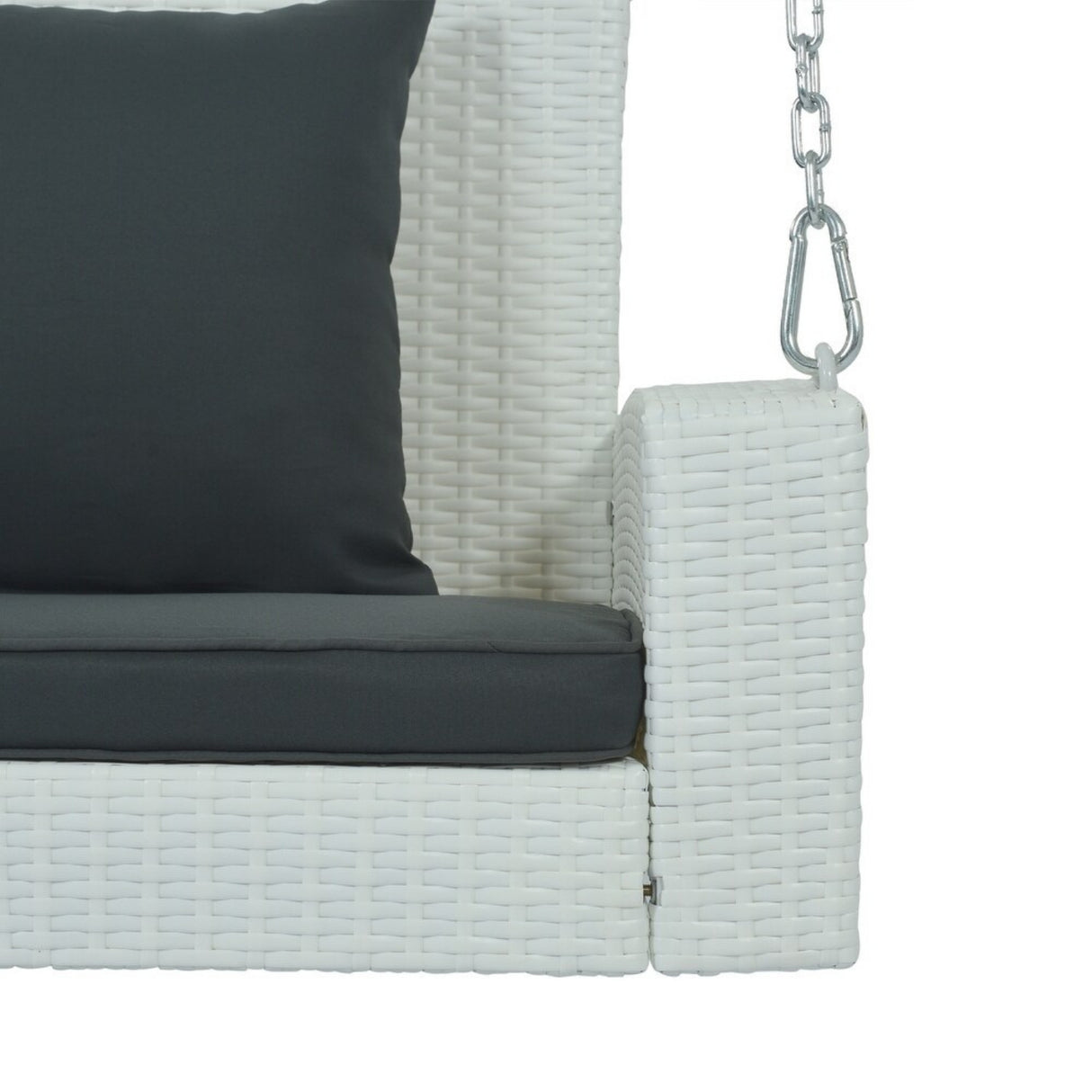 White Rattan Wicker Two Seater Sofa Swing