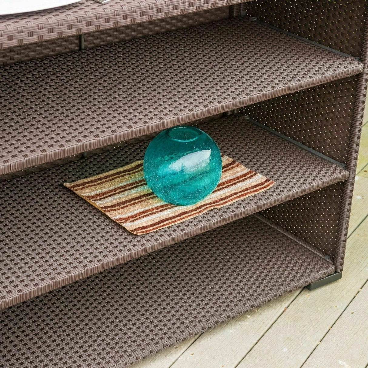 7-Piece Outdoor Rattan Wicker Bar Set with Wicker Top Table