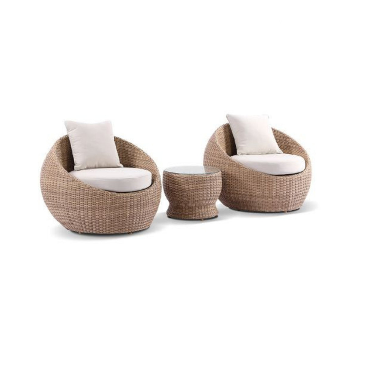 Outdoor Wicker 5-Seater Sofa Set With Glass Top Tables