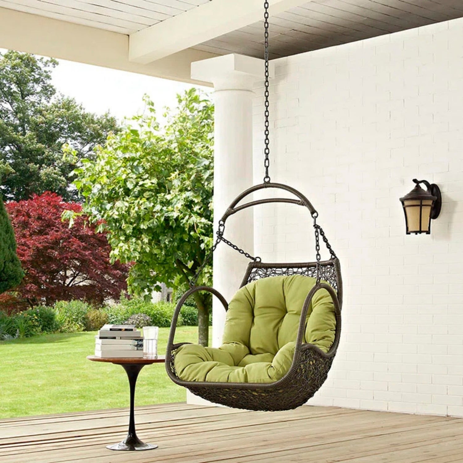 Outdoor Rattan Wicker Hanging Swing Chair with Cushion