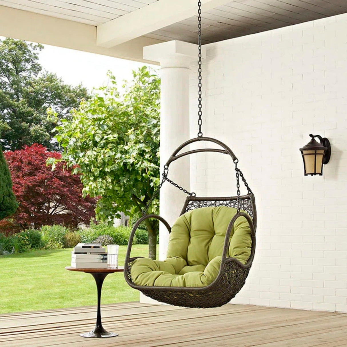 Outdoor Rattan Wicker Hanging Swing Chair with Cushion