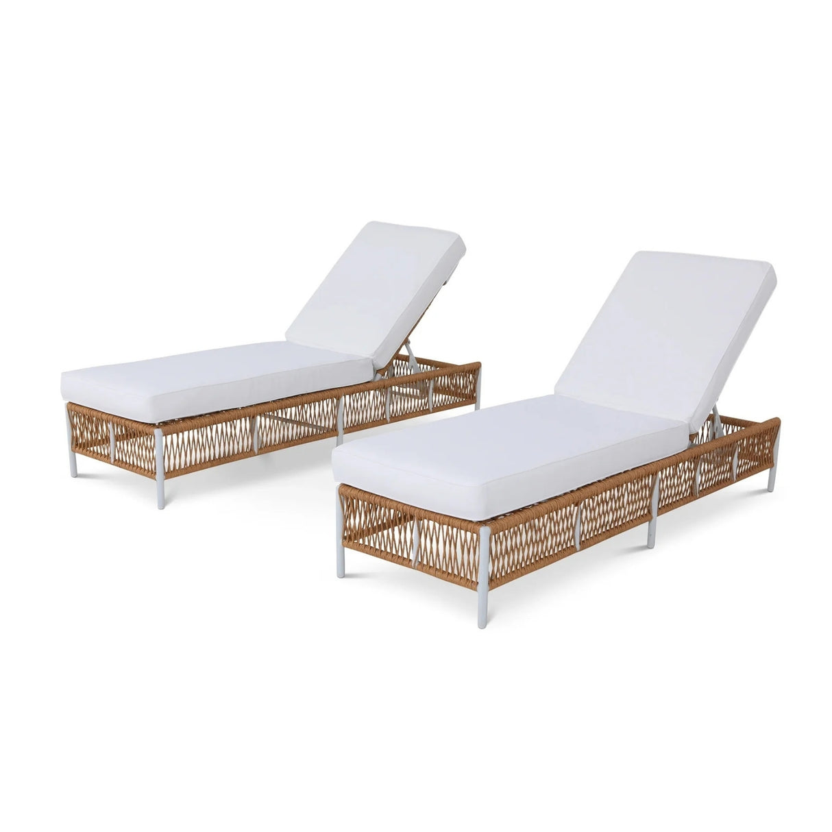 Outdoor Rope Lounge Chairs Set of 2 with Thick Cushions