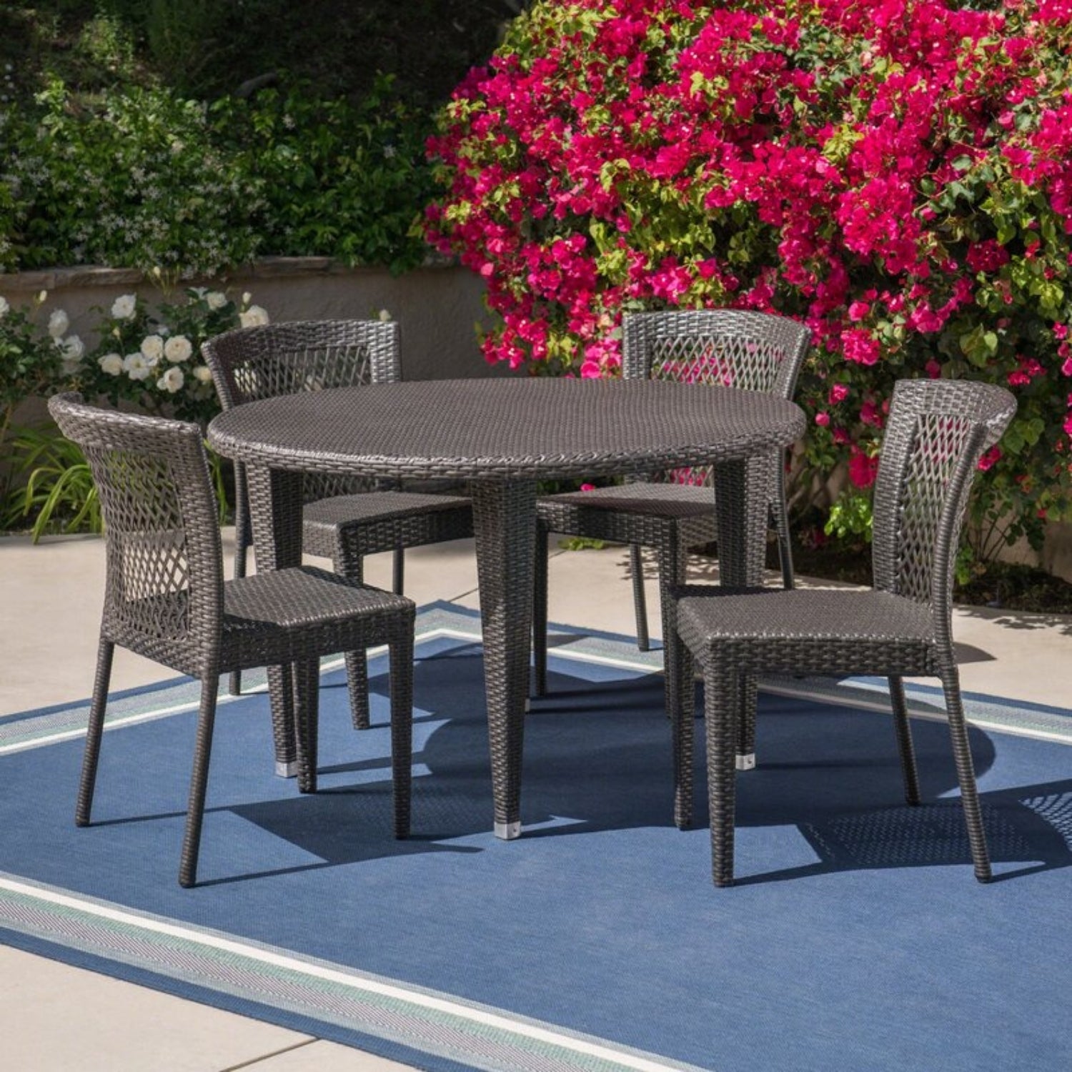 Outdoor All-Weather Resistant Rattan Wicker 5-Piece Dining Set