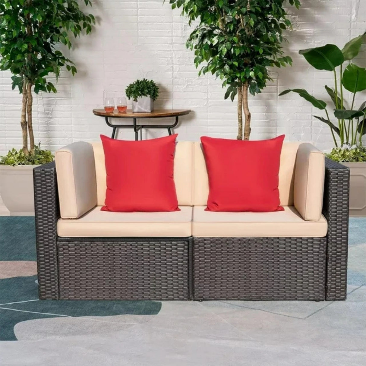 Outdoor All-Weather Rattan Wicker Double Seater Sofa