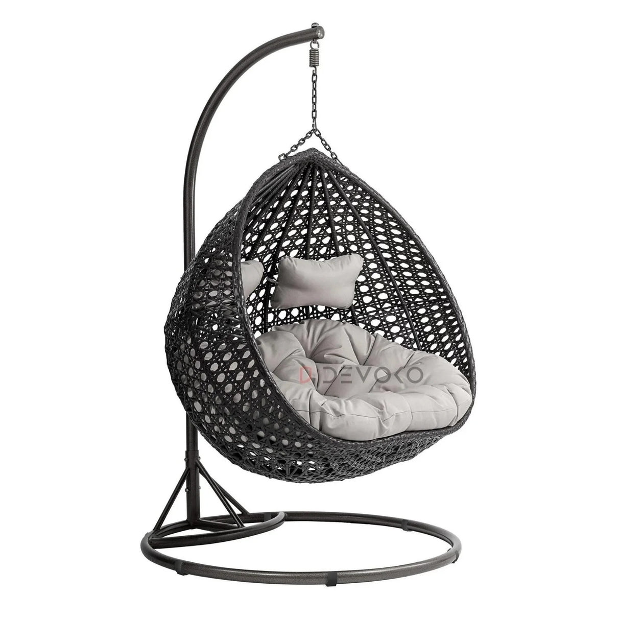 Double Seater Rattan & Wicker Swing (Black & Grey)