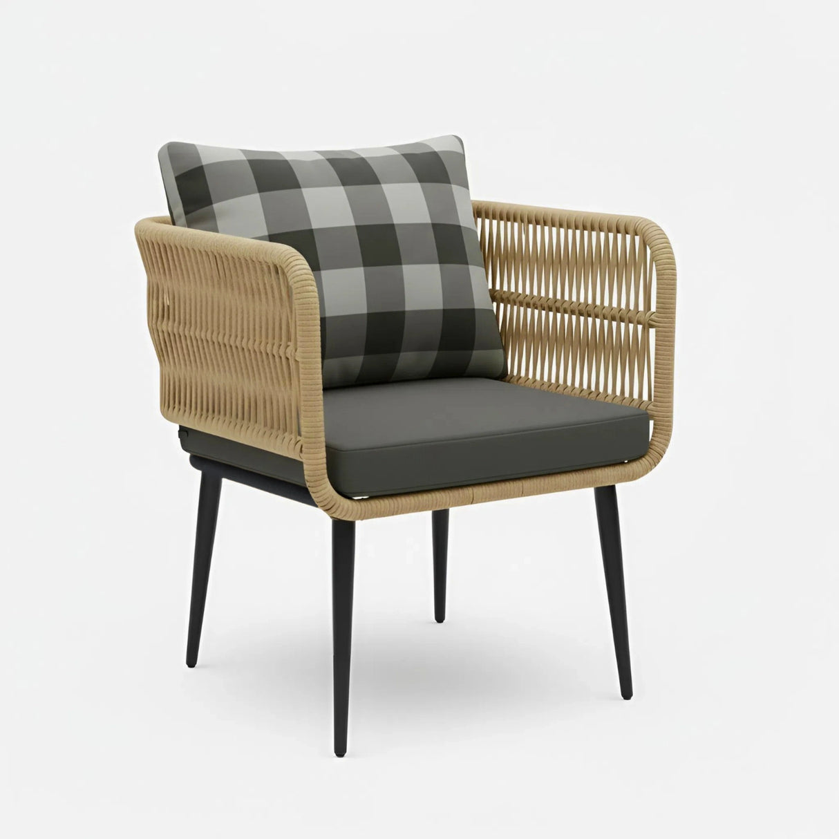Outdoor 4-Seater Rope Conversation Set (Beige & Dark Grey)