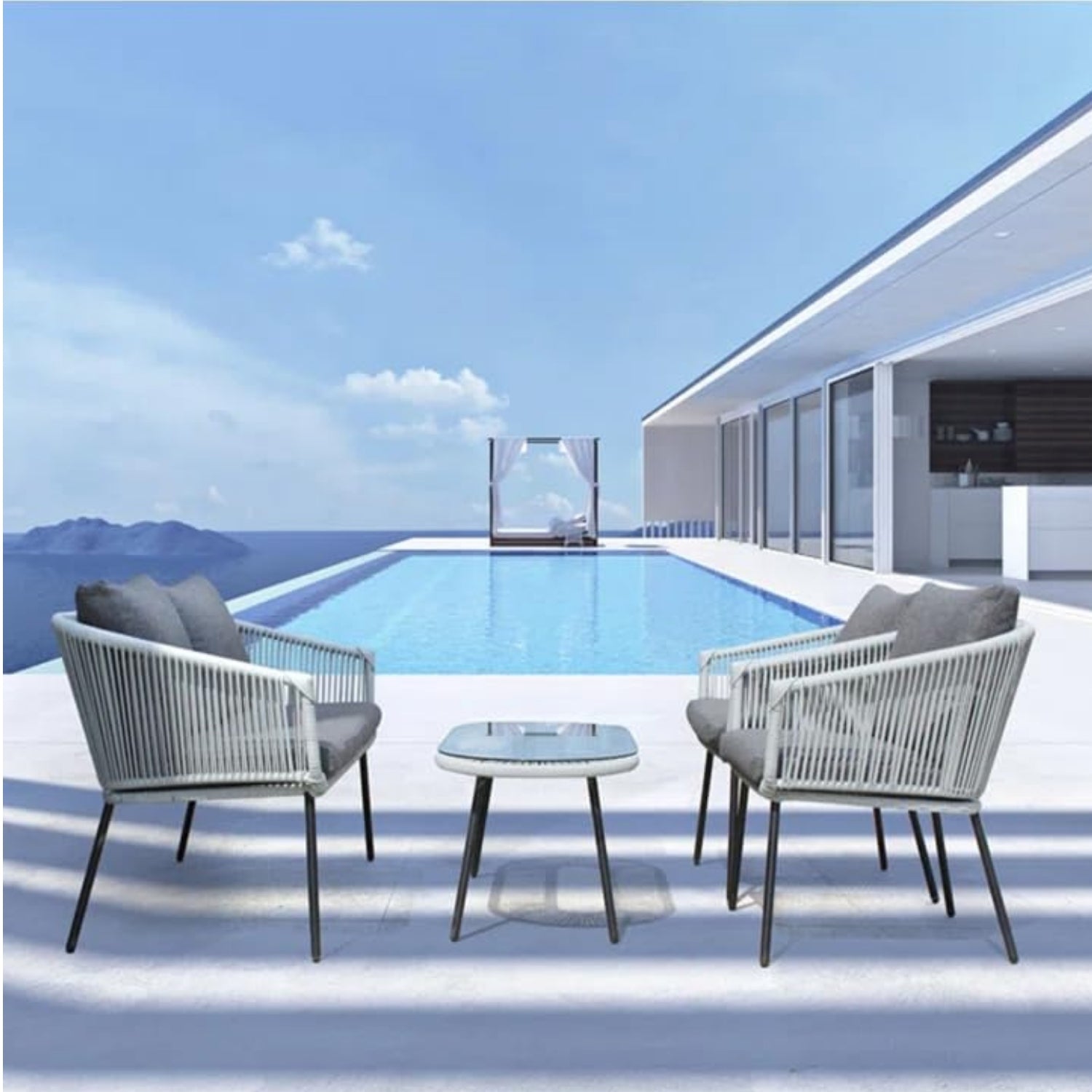 Outdoor 4 Seater Rope Conversation Sofa Set