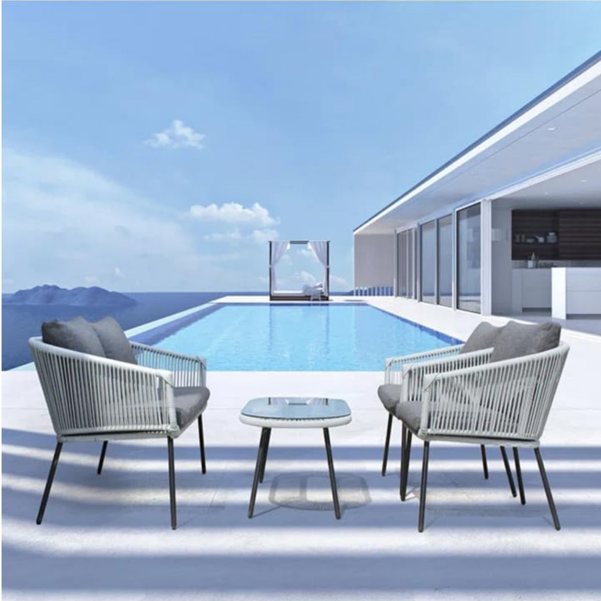 Outdoor 4 Seater Rope Conversation Sofa Set