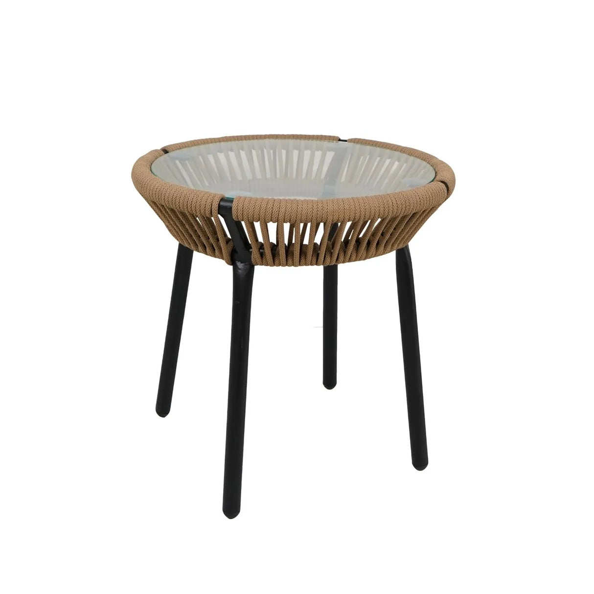 Outdoor Rope Patio Set with Glass Top Table