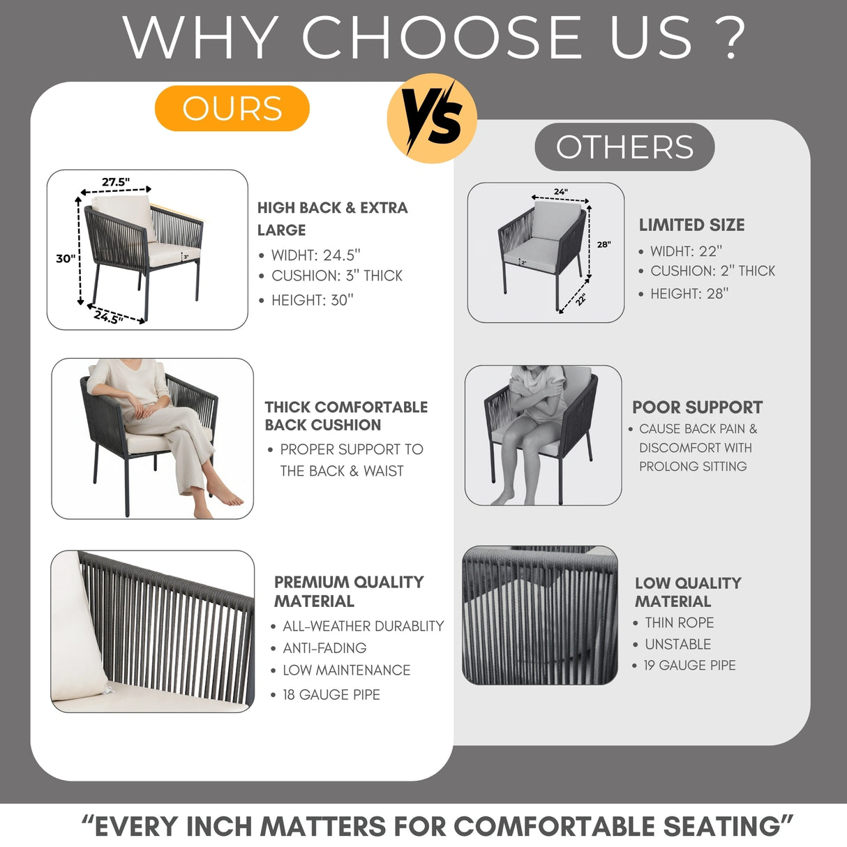 3-Piece Rope Patio Set - Perfect for Outdoor