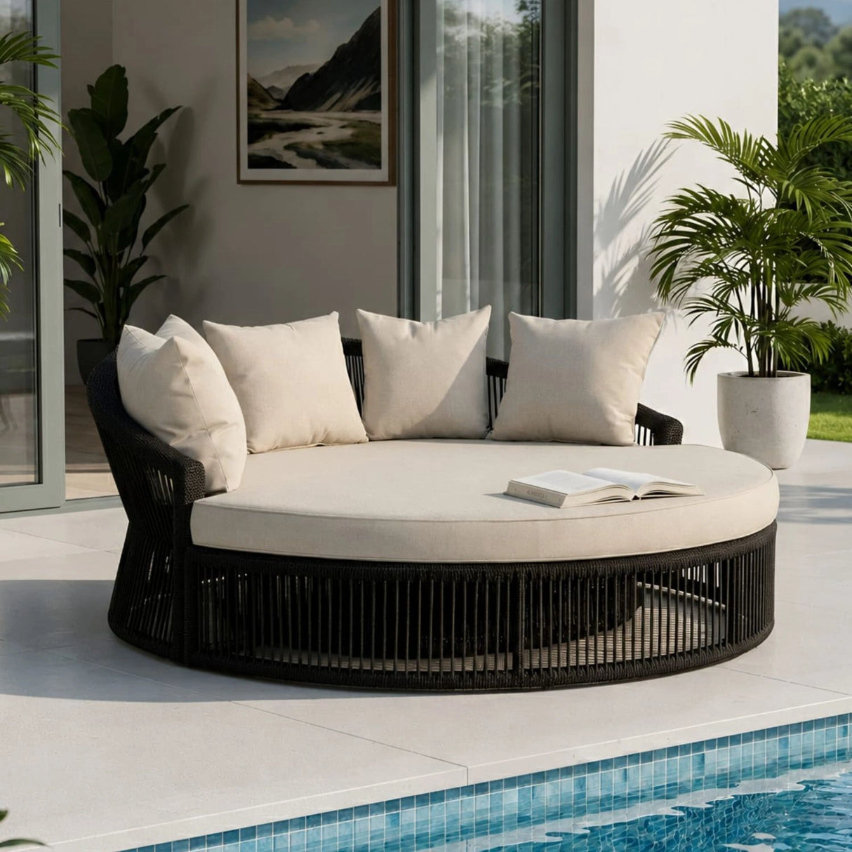 Outdoor Round Rope Daybed Sofa – Unique Design for Poolside