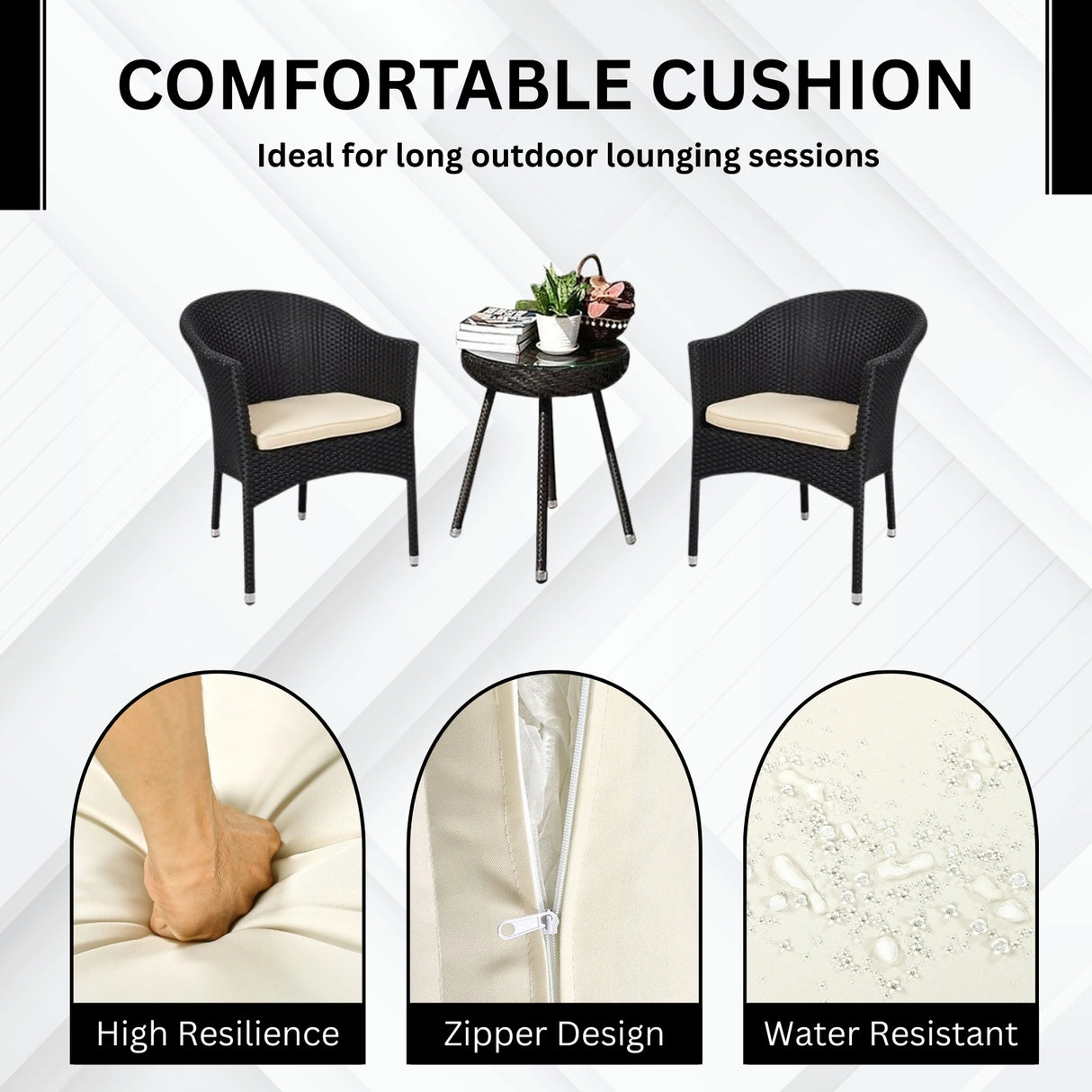 3-Piece Outdoor Rattan Wicker Patio Set