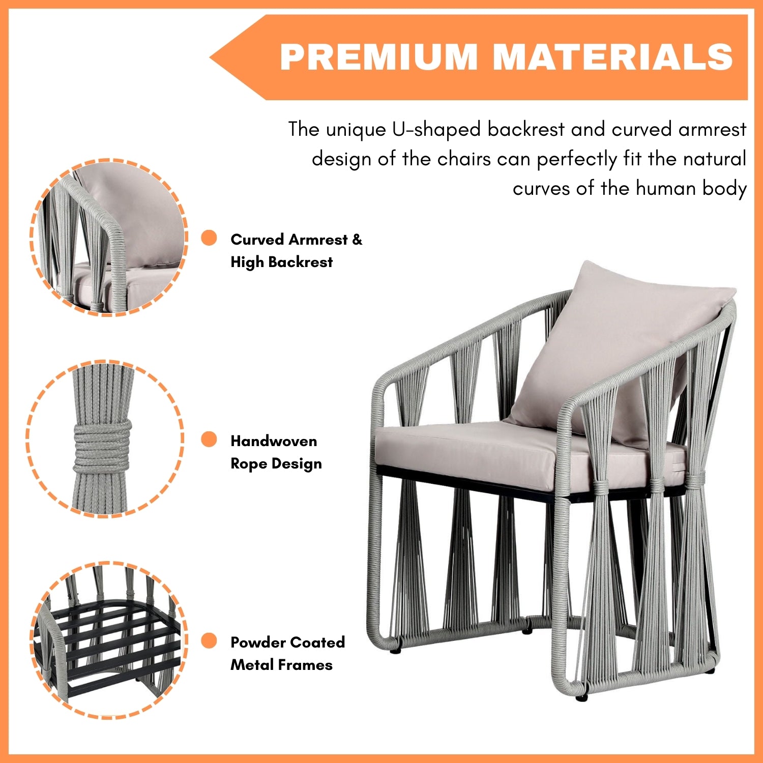 Outdoor Rope 3-Piece Patio Set