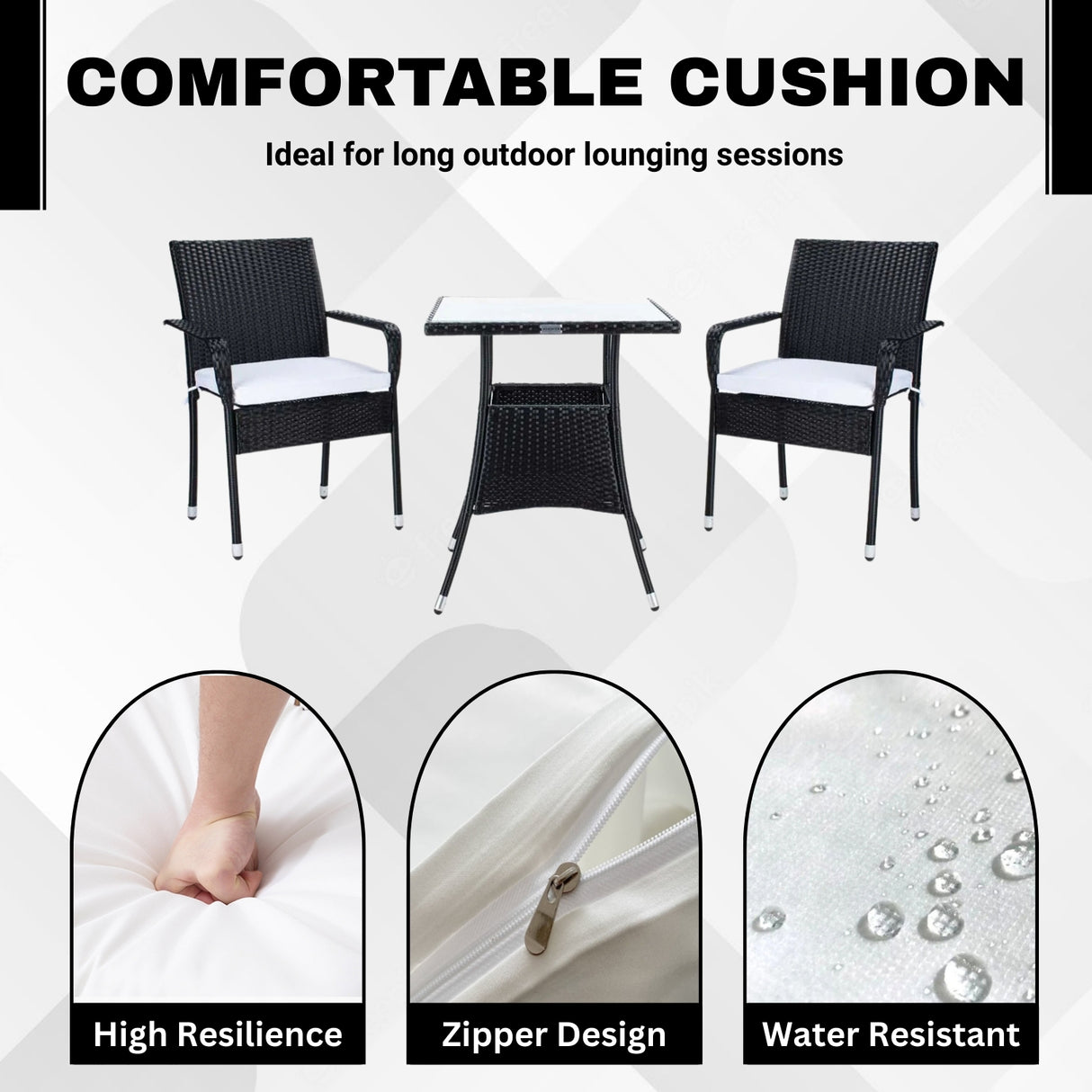 3-Piece Outdoor Rattan Wicker Patio Set