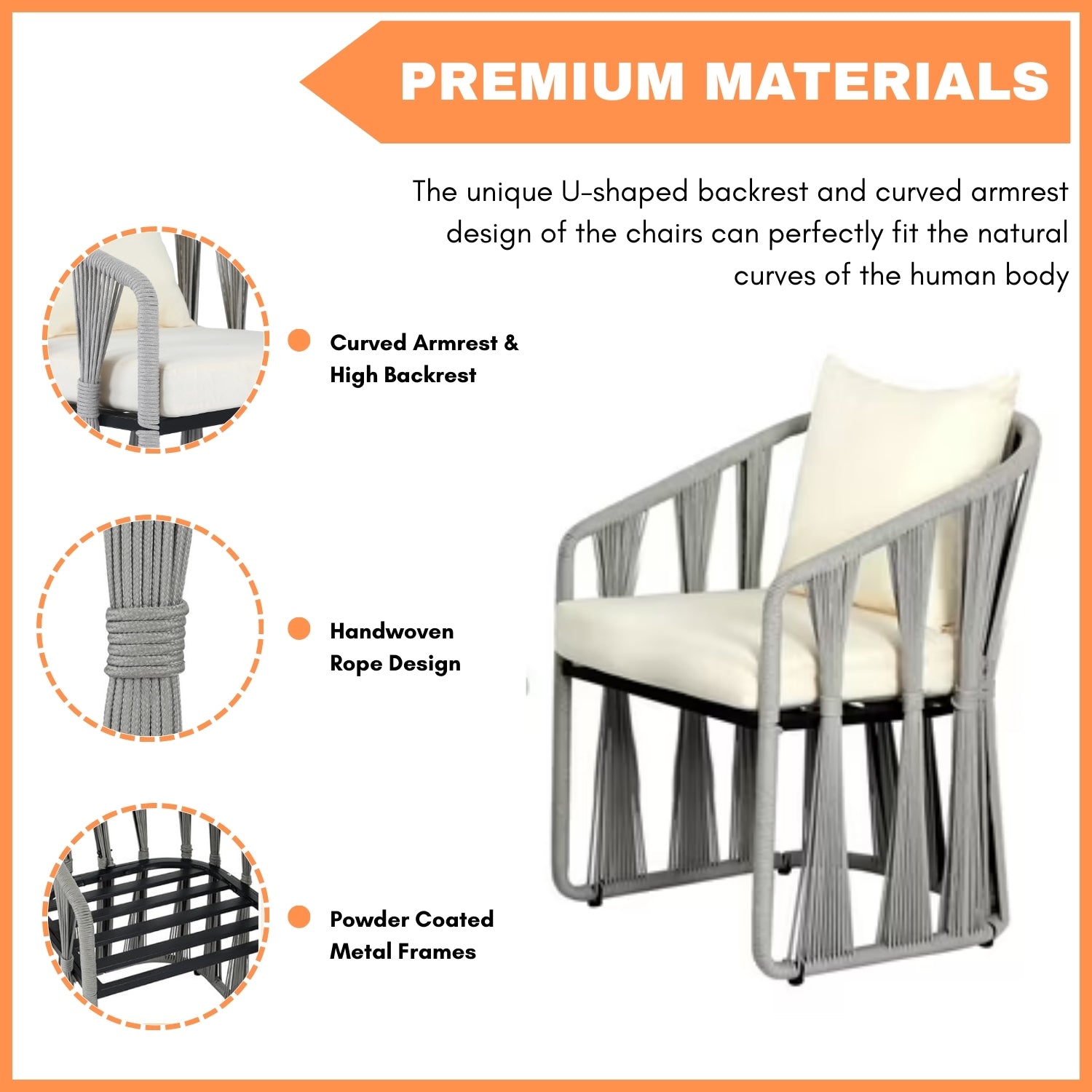 Outdoor Rope 3-Piece Patio Set