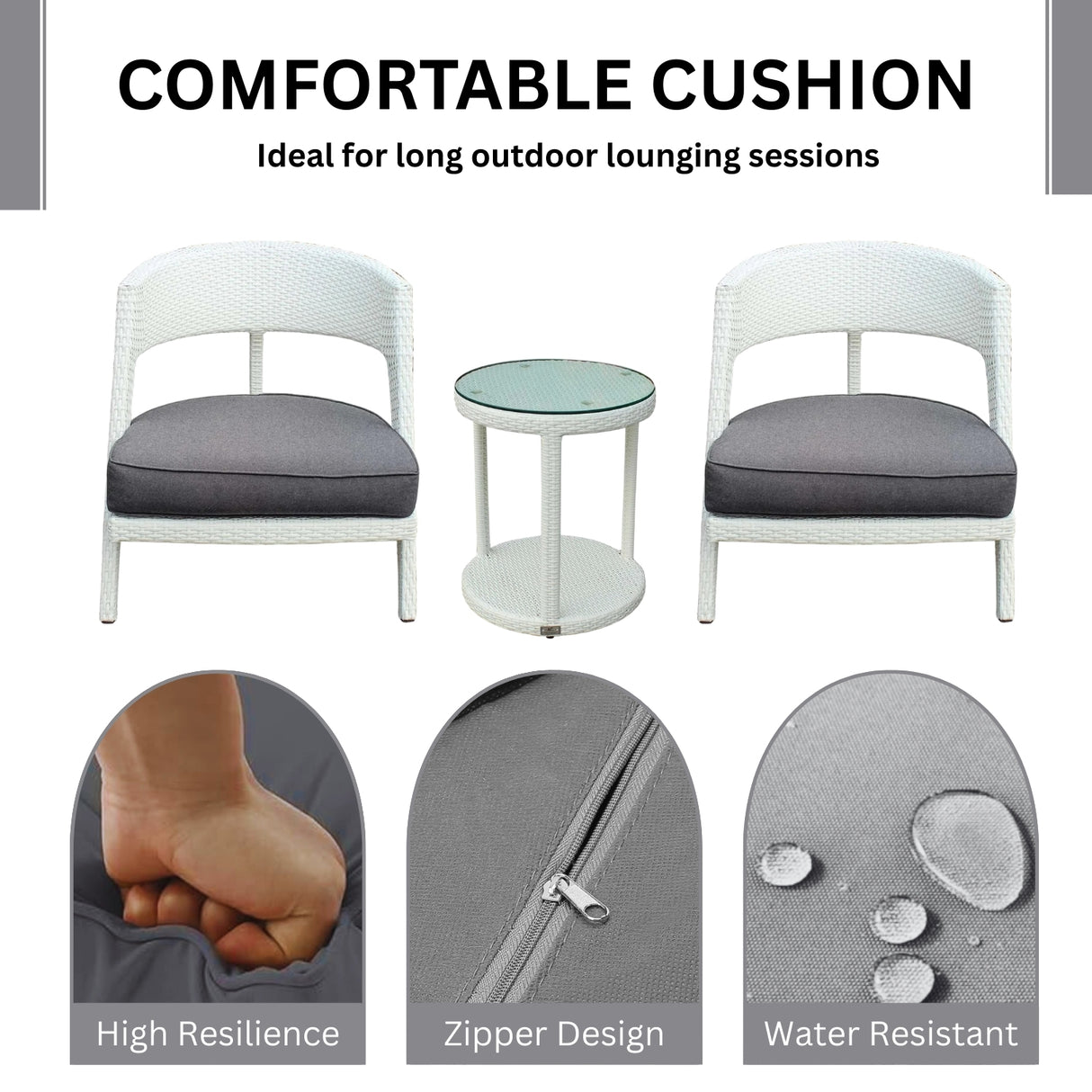 Outdoor Rattan Wicker 3-Piece Patio Set