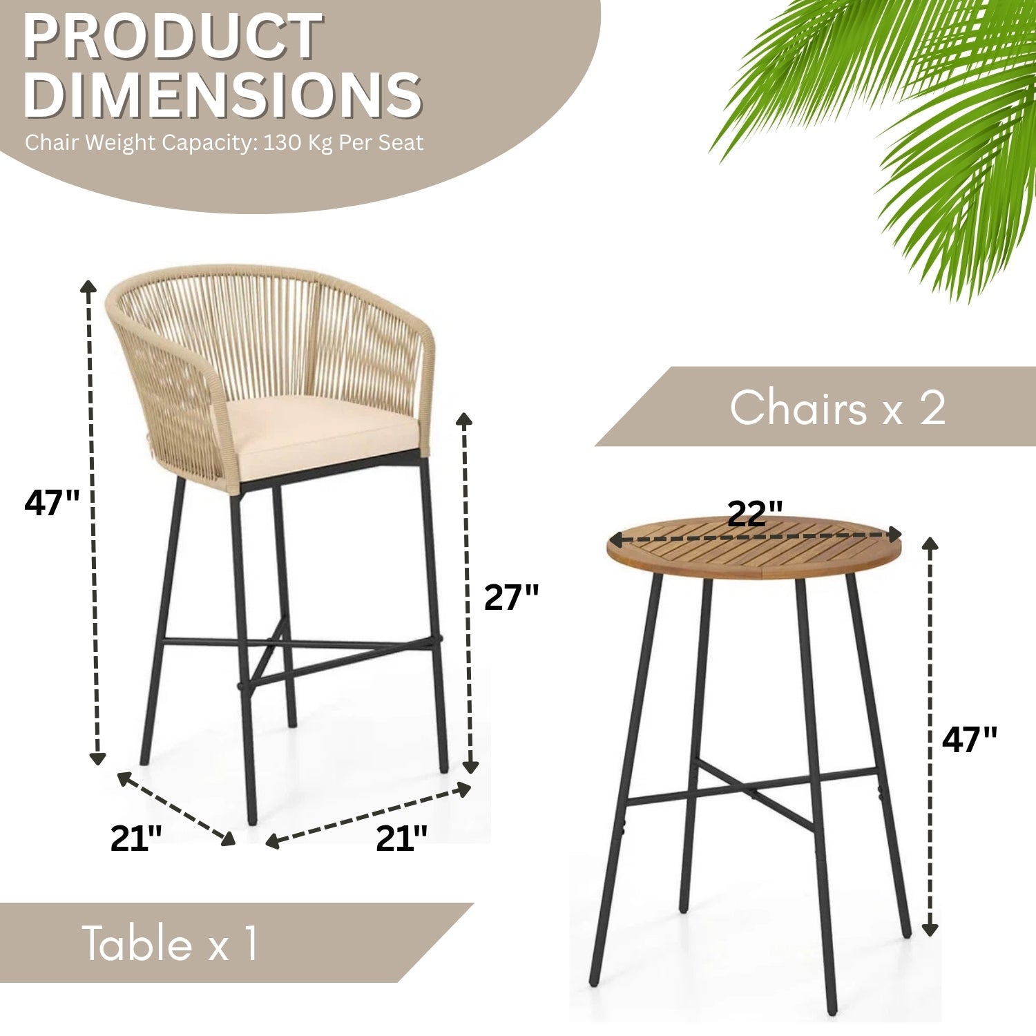 Premium Outdoor Rope Bar Set With a High-Top Round Table