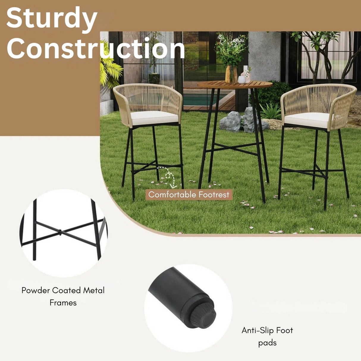 Premium Outdoor Rope Bar Set With a High-Top Round Table