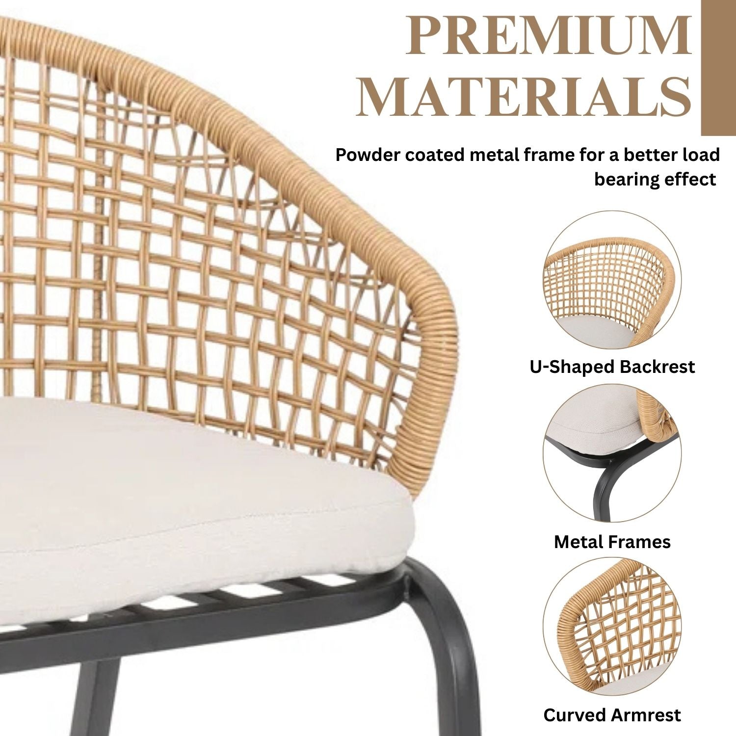 3 Piece Garden Outdoor Rope Patio Set