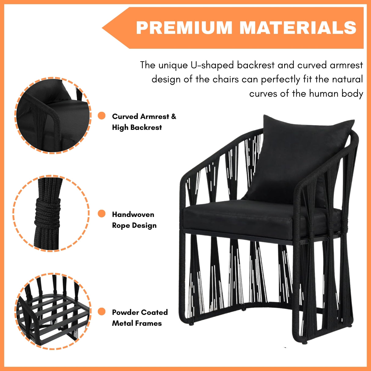 Outdoor Rope 3-Piece Patio Set