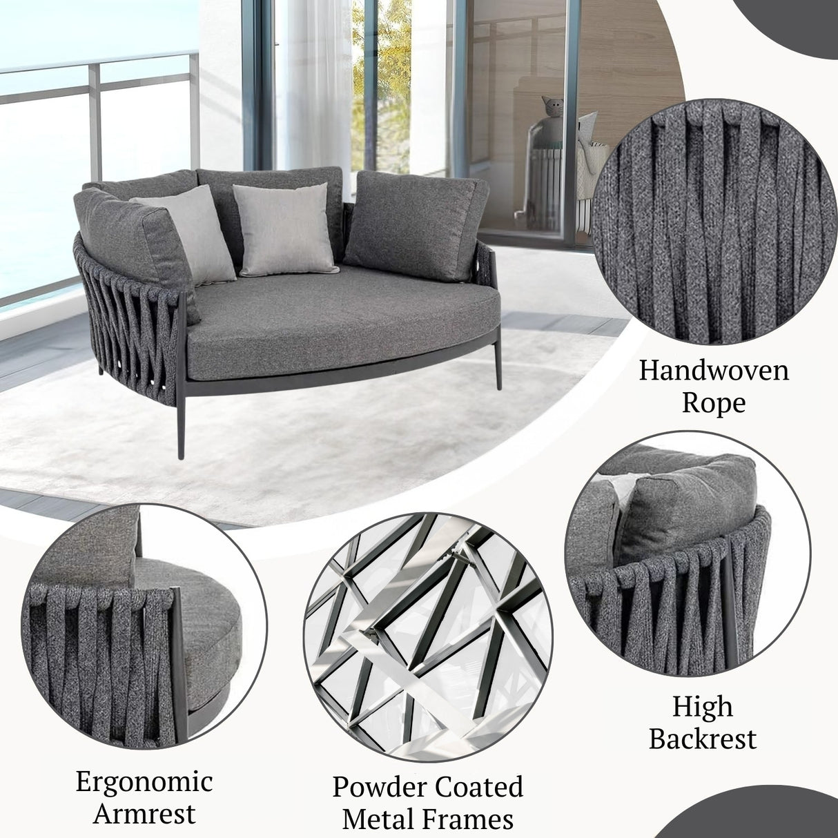 Outdoor Patio Rope Daybed for Garden