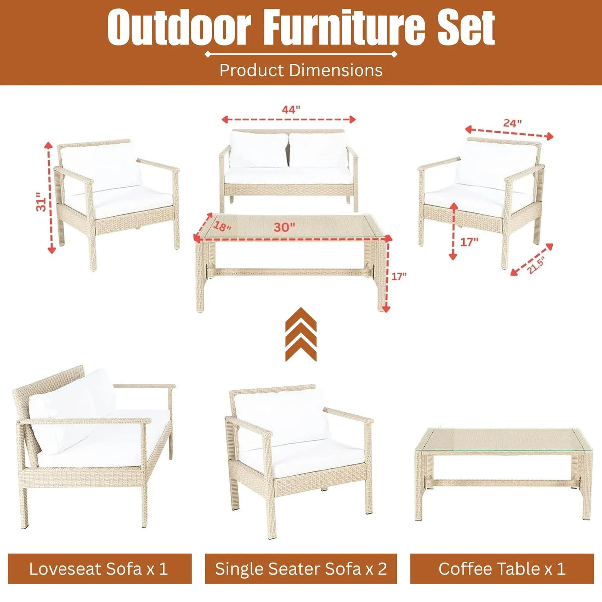 4 Pieces Patio Furniture Set