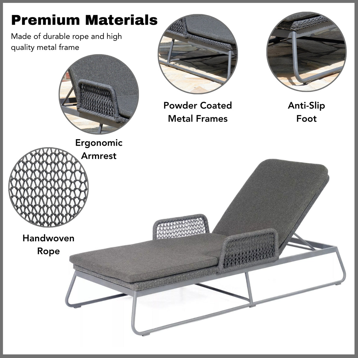 Outdoor Rope Lounge Chair With Side Table
