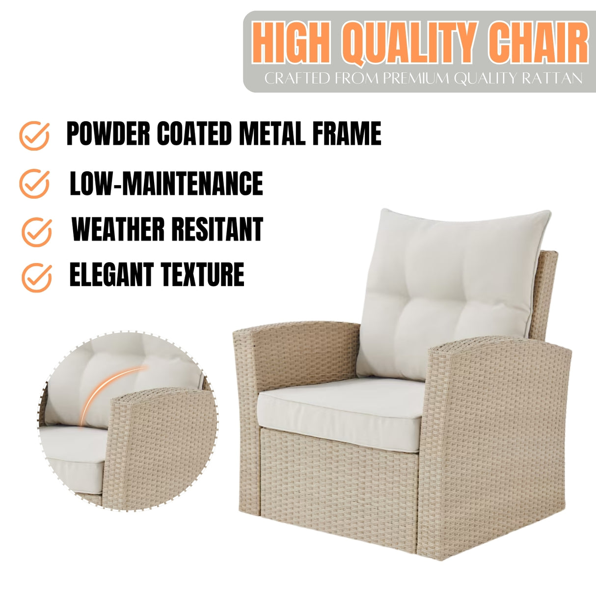 Outdoor All-Weather Wicker Single Seater Sofa