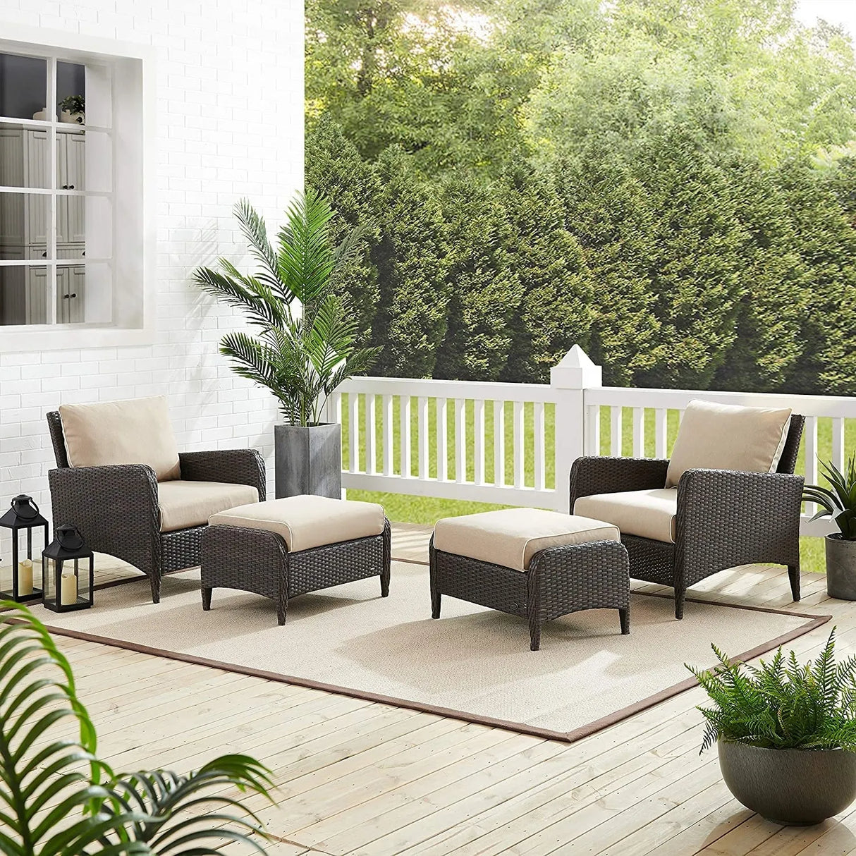 Outdoor 4 Piece Patio Wicker Furniture Set