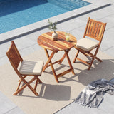 Acacia Wood Foldable Outdoor Bistro Set – 2 Chairs & Round Table