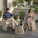 Outdoor Rope 3-Piece Patio Set (Beige & Off-White)