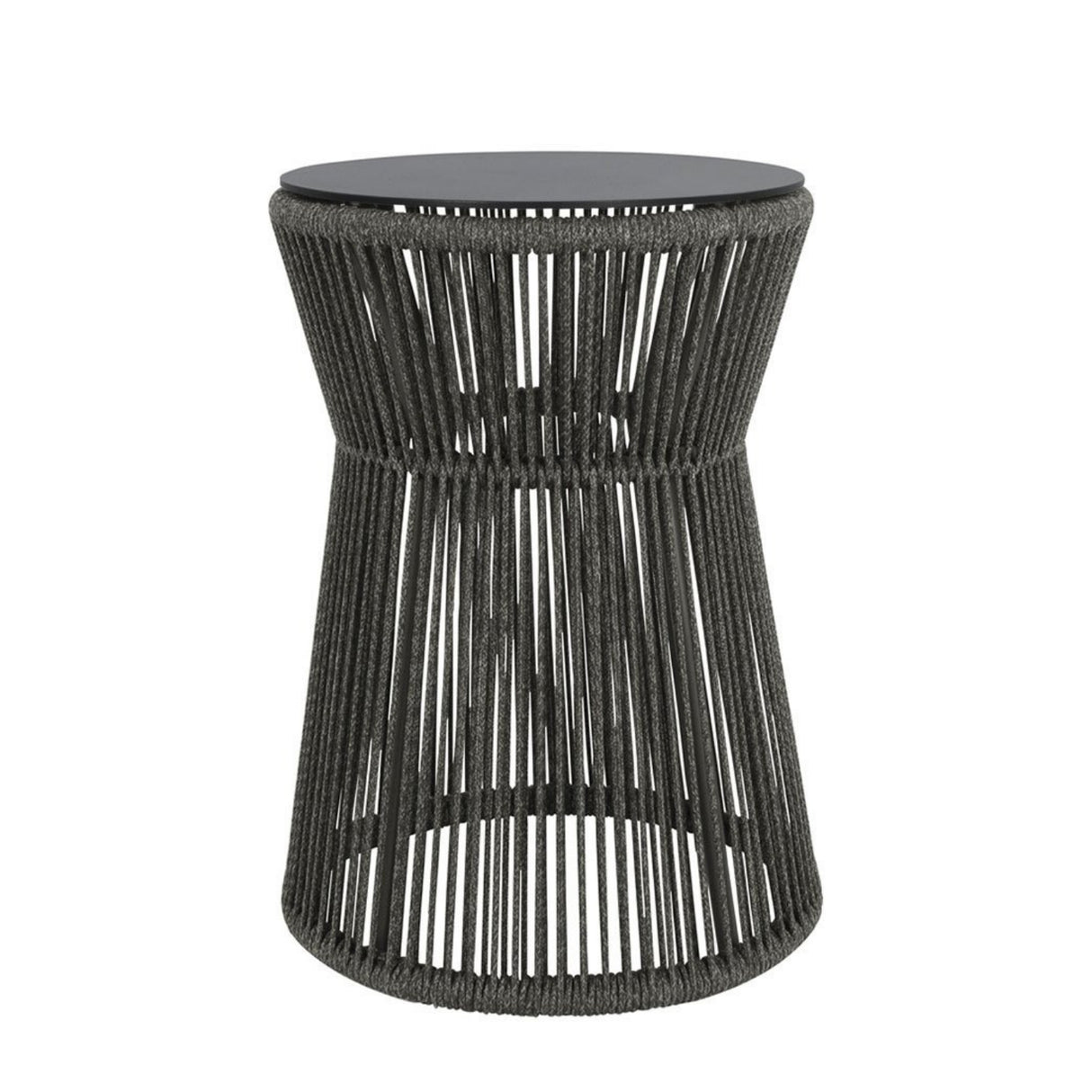 Outdoor Rope L-Shape Sofa Set with Center & Side Table (Grey)