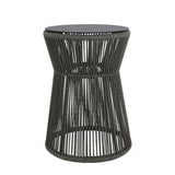 Outdoor Rope L-Shape Sofa Set with Center & Side Table (Grey)