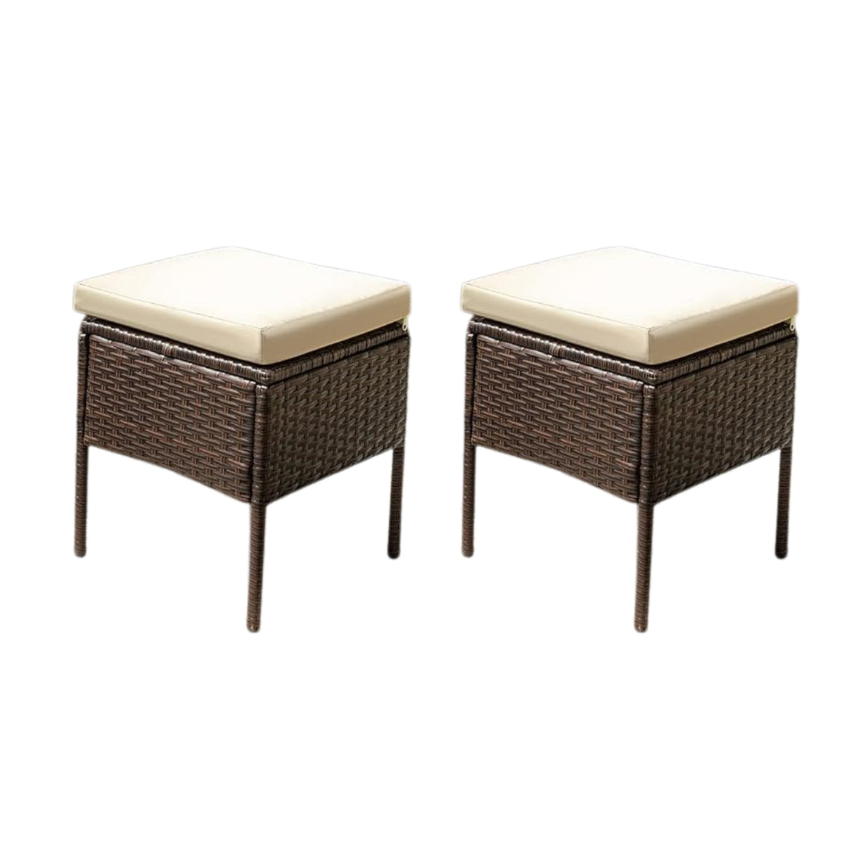 6 Piece Outdoor Patio Furniture Set (Dark Brown & Cream)