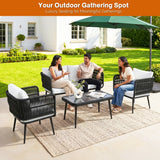 Outdoor Rope 4 Seater Conversation Furniture Set (Black & White)