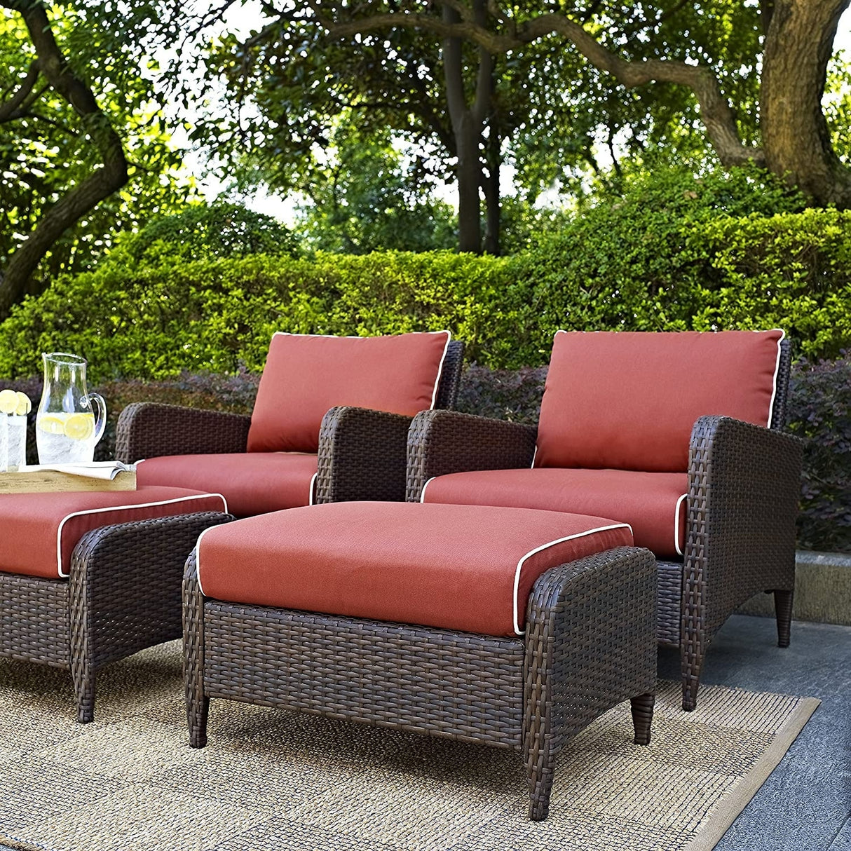 Outdoor 4 Piece Patio Wicker Furniture Set