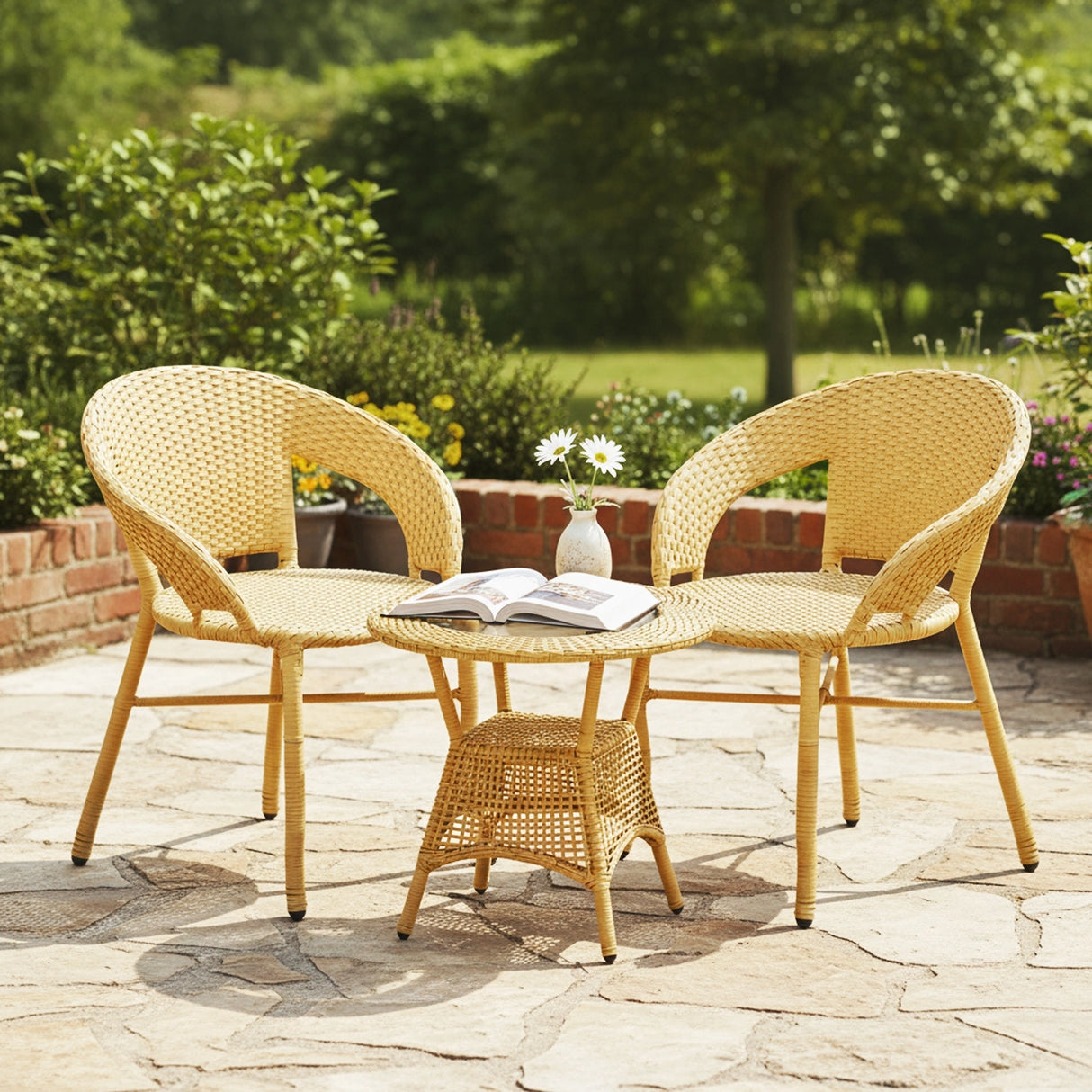 3-Piece Outdoor Rattan Wicker Patio Bistro Set