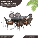 Outdoor All-Weather Resistant Rattan Wicker 7-Piece Dining Set