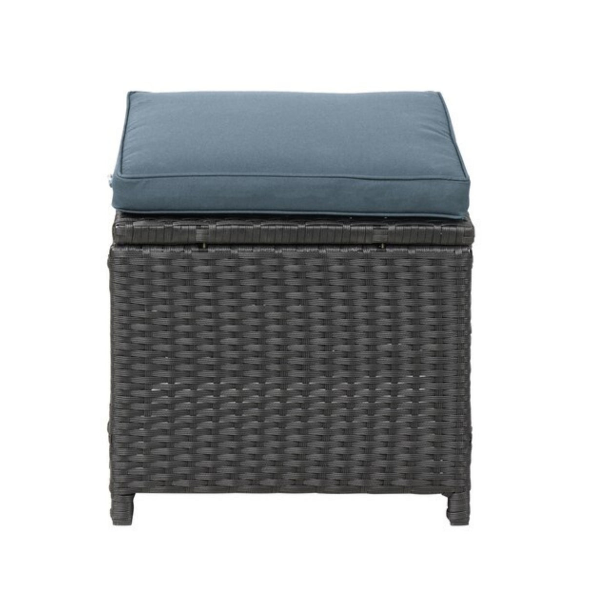 5-Piece Wicker Patio Conversation Set (Dark Brown/ Cyan Blue)