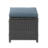 5-Piece Wicker Patio Conversation Set (Dark Brown/ Cyan Blue)