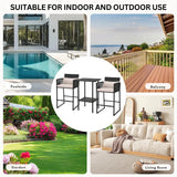 Outdoor Rattan Wicker Bar Set With 2-Tier Table