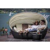 Outdoor All-Weather Wicker Patio Daybed with Retractable Canopy