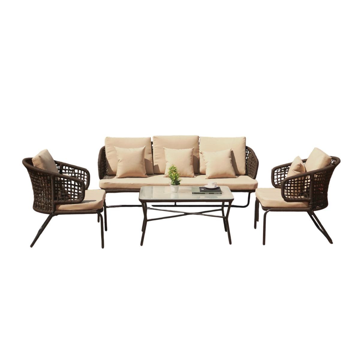 Outdoor 5 Seater Rope Conversation Sofa Set