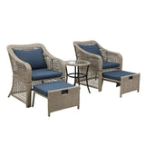Outdoor Rattan Wicker 5 Piece Patio Sofa Set