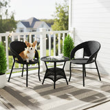 3-Piece Outdoor Rattan Wicker Patio Bistro Set