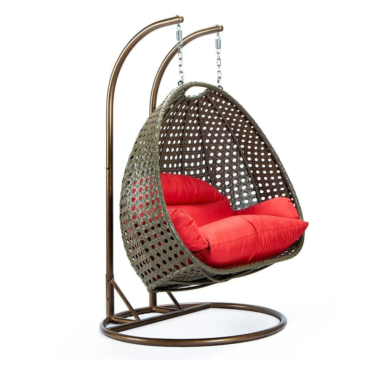 Double Seater Hanging Swing Chair (Dark Brown/Red)