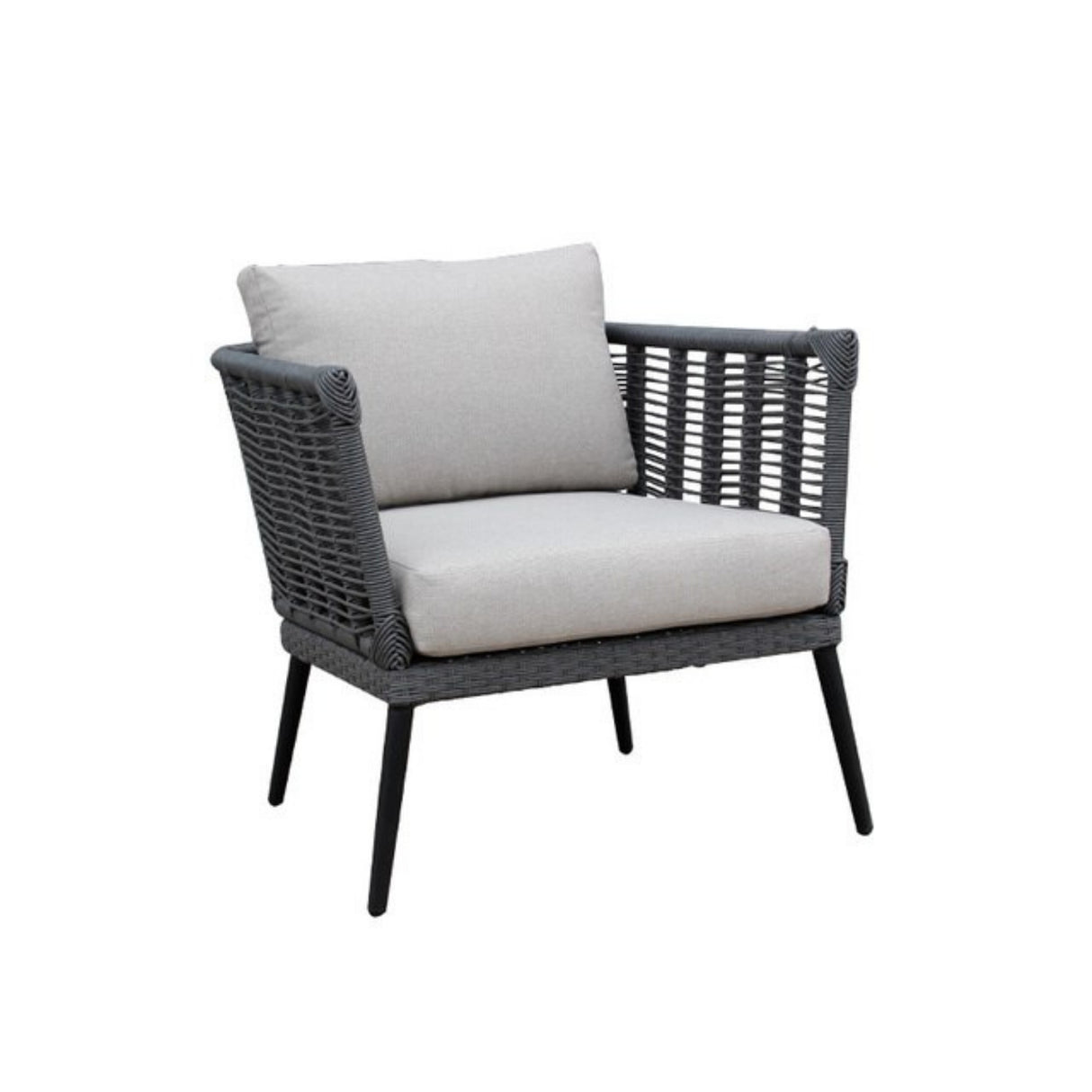 Outdoor Grey Rope 7-Seater Sofa Set With Glass Top Table
