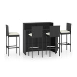5-Piece Outdoor Rattan Wicker Bar Set with Wicker Top Table
