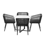 5-Piece Outdoor Patio Dining Set with Rope Chairs &  Dining Table